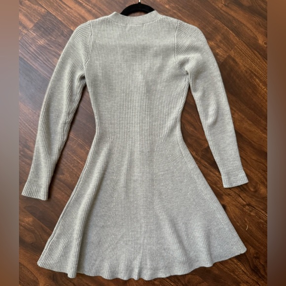 Lulu's Gray Ribbed Button-Front Sweater Dress - Picture 7 of 8